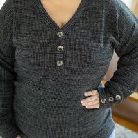 IN STOCK Brittney Button Sweater - Charcoal | Women's Long Sleeve