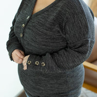 IN STOCK Brittney Button Sweater - Charcoal | Women's Long Sleeve