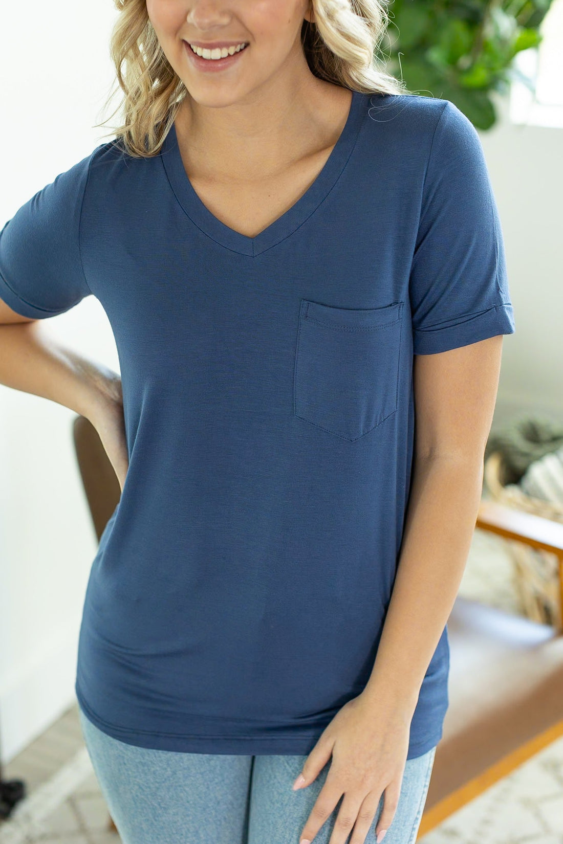 IN STOCK Sophie Pocket Tee - Blue FINAL SALE