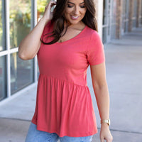 IN STOCK Sarah Ruffle Short Sleeve - Deep Coral | Women's Top