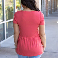 IN STOCK Sarah Ruffle Short Sleeve - Deep Coral | Women's Top