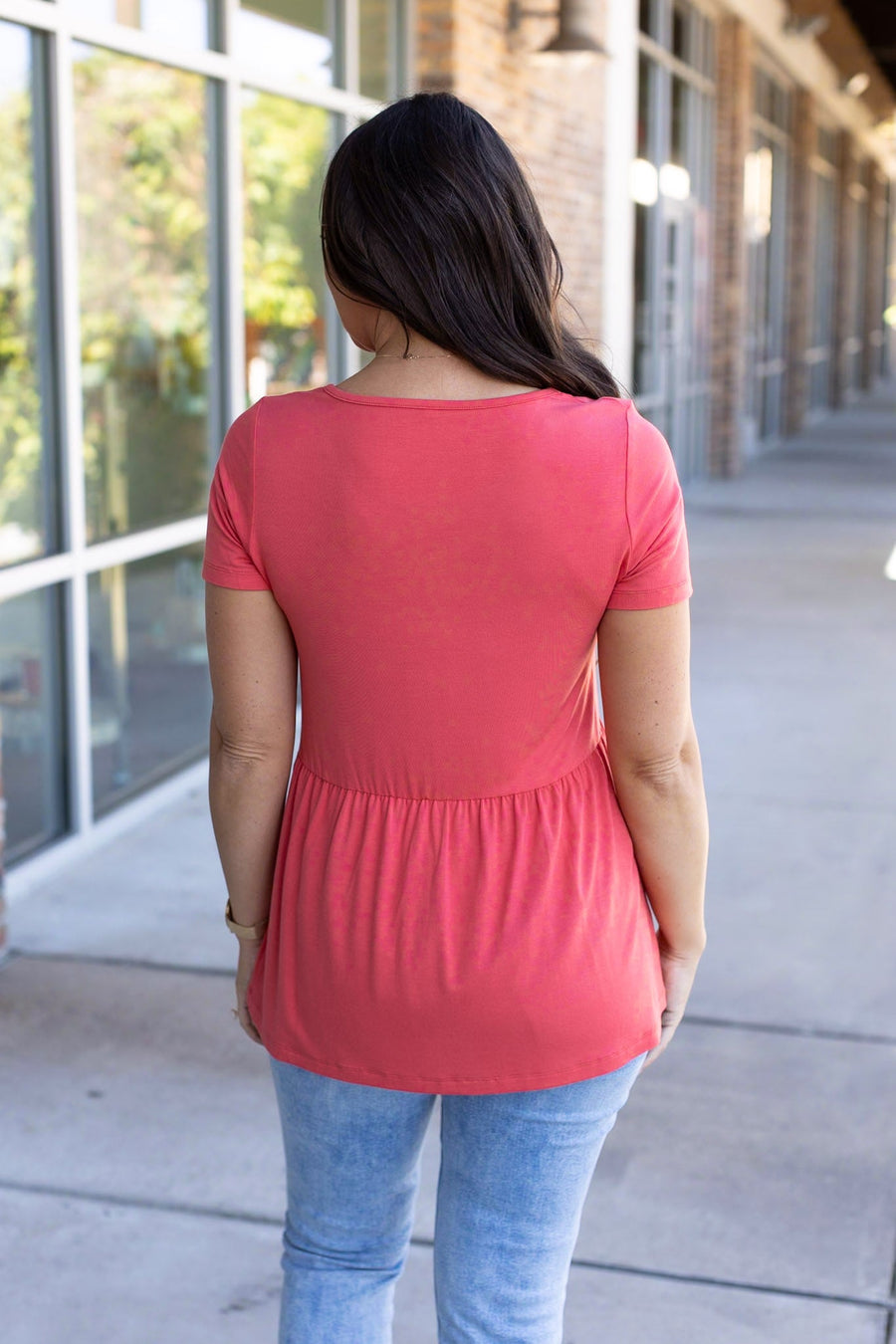 IN STOCK Sarah Ruffle Short Sleeve - Deep Coral | Women's Top