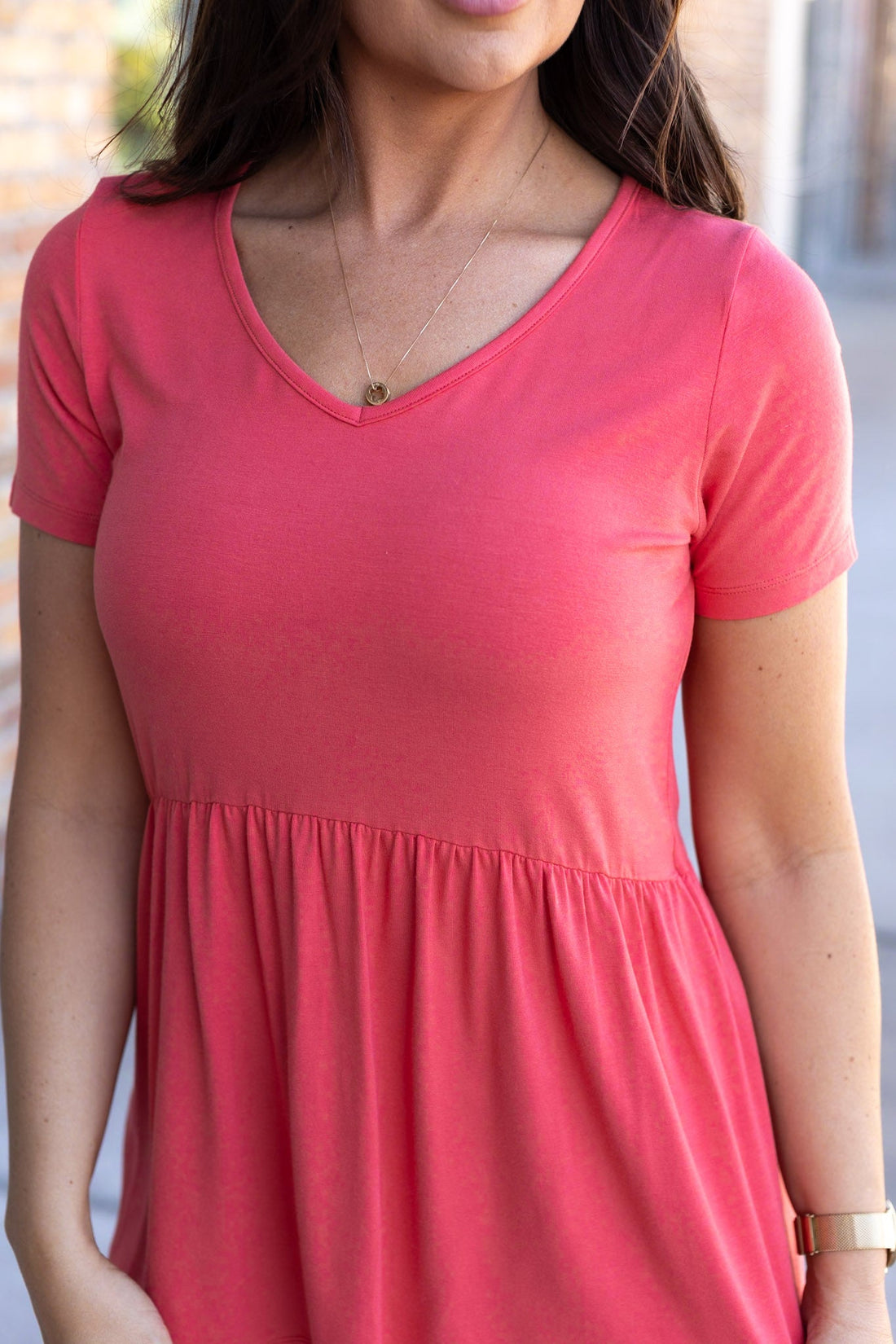 IN STOCK Sarah Ruffle Short Sleeve - Deep Coral | Women&