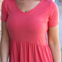 IN STOCK Sarah Ruffle Short Sleeve - Deep Coral | Women's Top