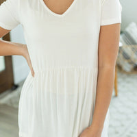 sarah ruffle short sleeve ivory womans top