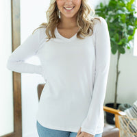 IN STOCK Leah Long Sleeve Top - White | Women's Casual Top