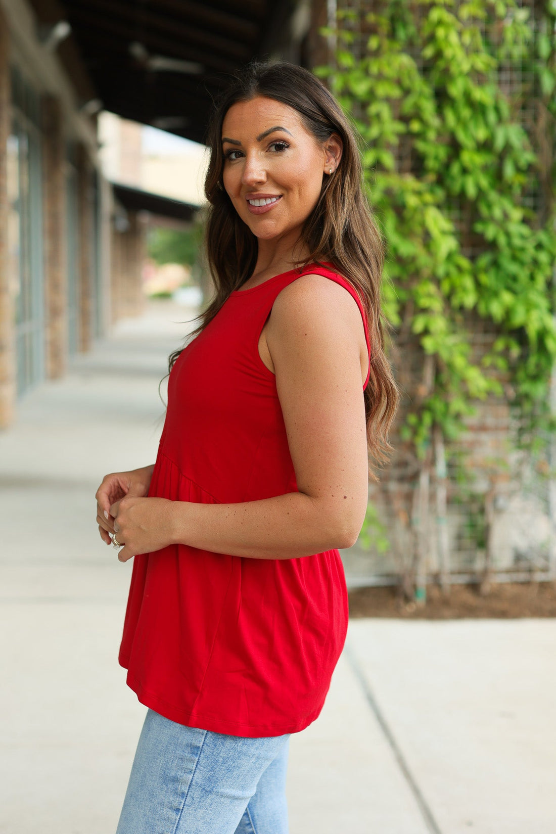 IN STOCK Renee Ruffle Tank - Red | Women&