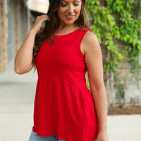 IN STOCK Renee Ruffle Tank - Red | Women's Sleeveless Top