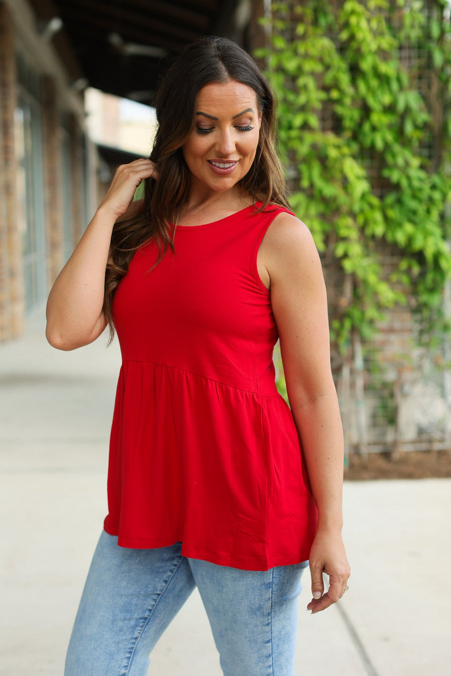 IN STOCK Renee Ruffle Tank - Red | Women's Sleeveless Top