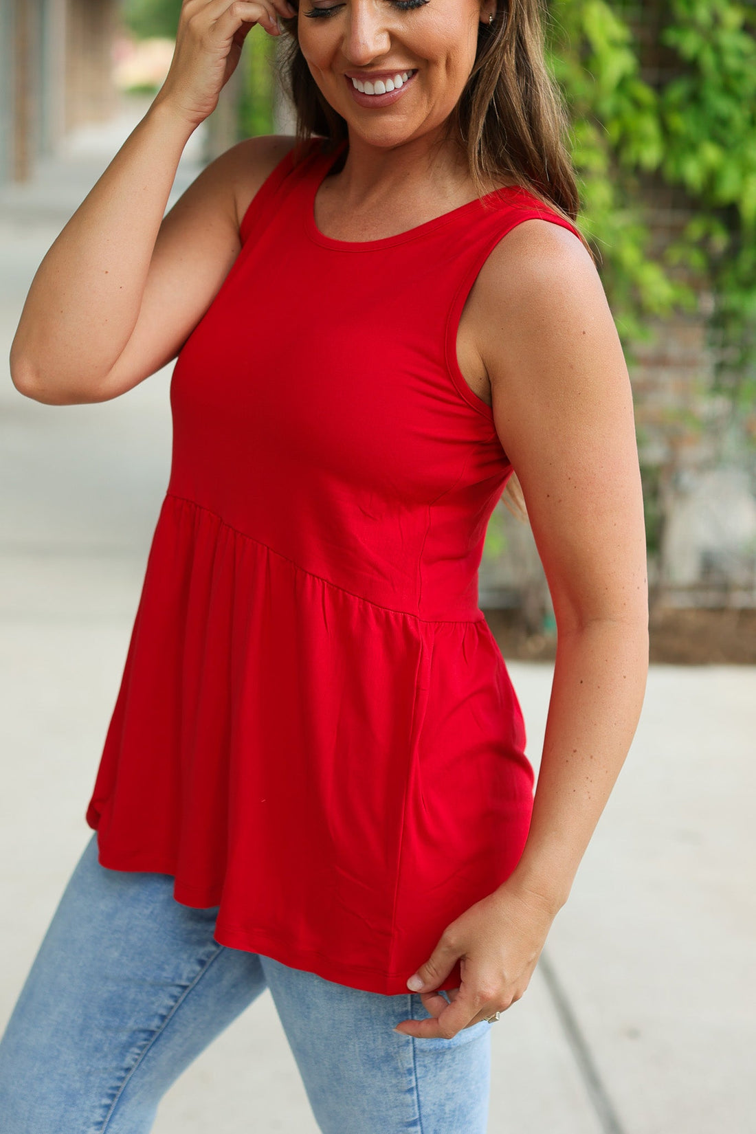 IN STOCK Renee Ruffle Tank - Red | Women&