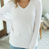 leah long sleeved white top casual womens tops