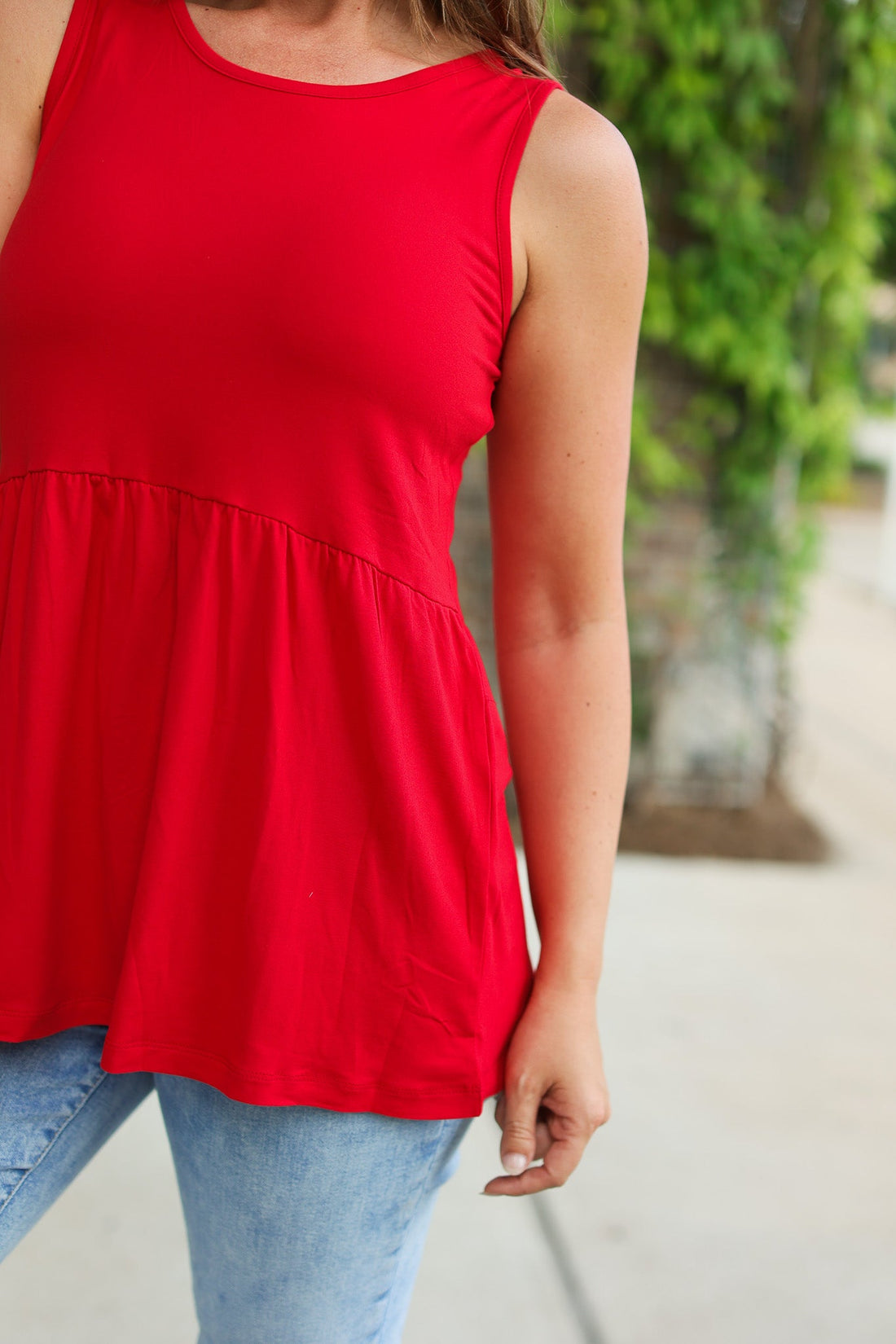 IN STOCK Renee Ruffle Tank - Red | Women&