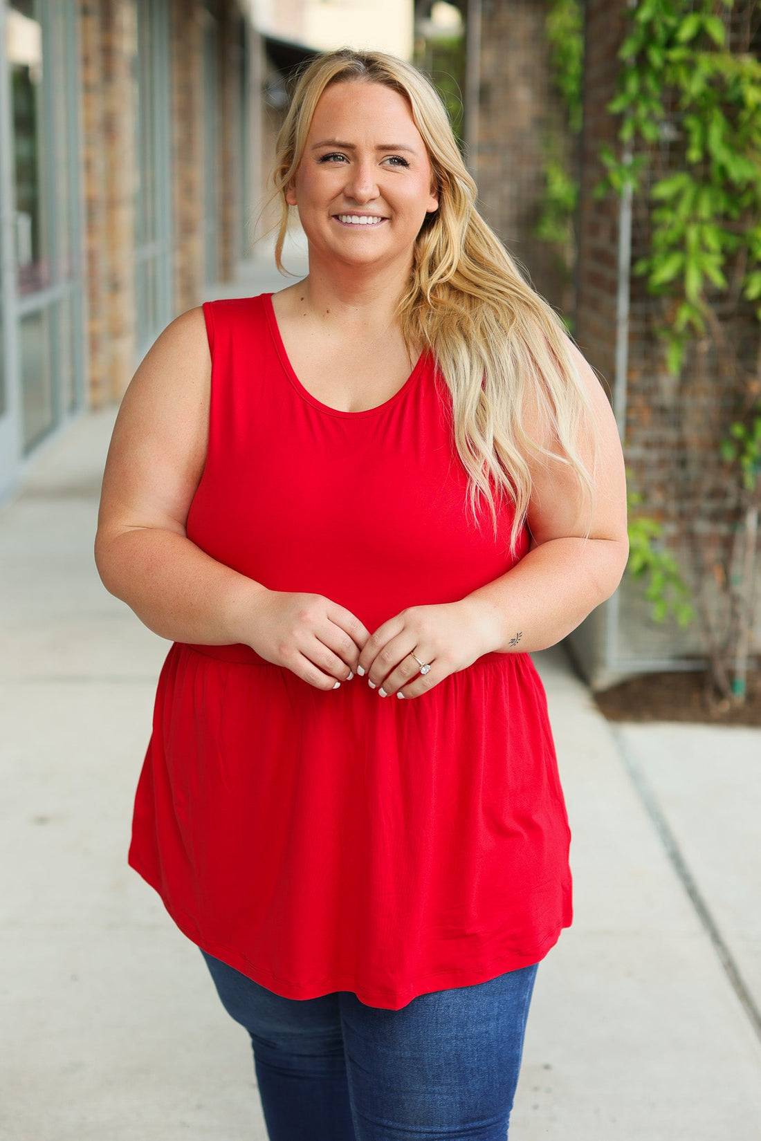 IN STOCK Renee Ruffle Tank - Red | Women&