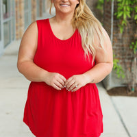 IN STOCK Renee Ruffle Tank - Red | Women's Sleeveless Top