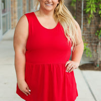 IN STOCK Renee Ruffle Tank - Red | Women's Sleeveless Top