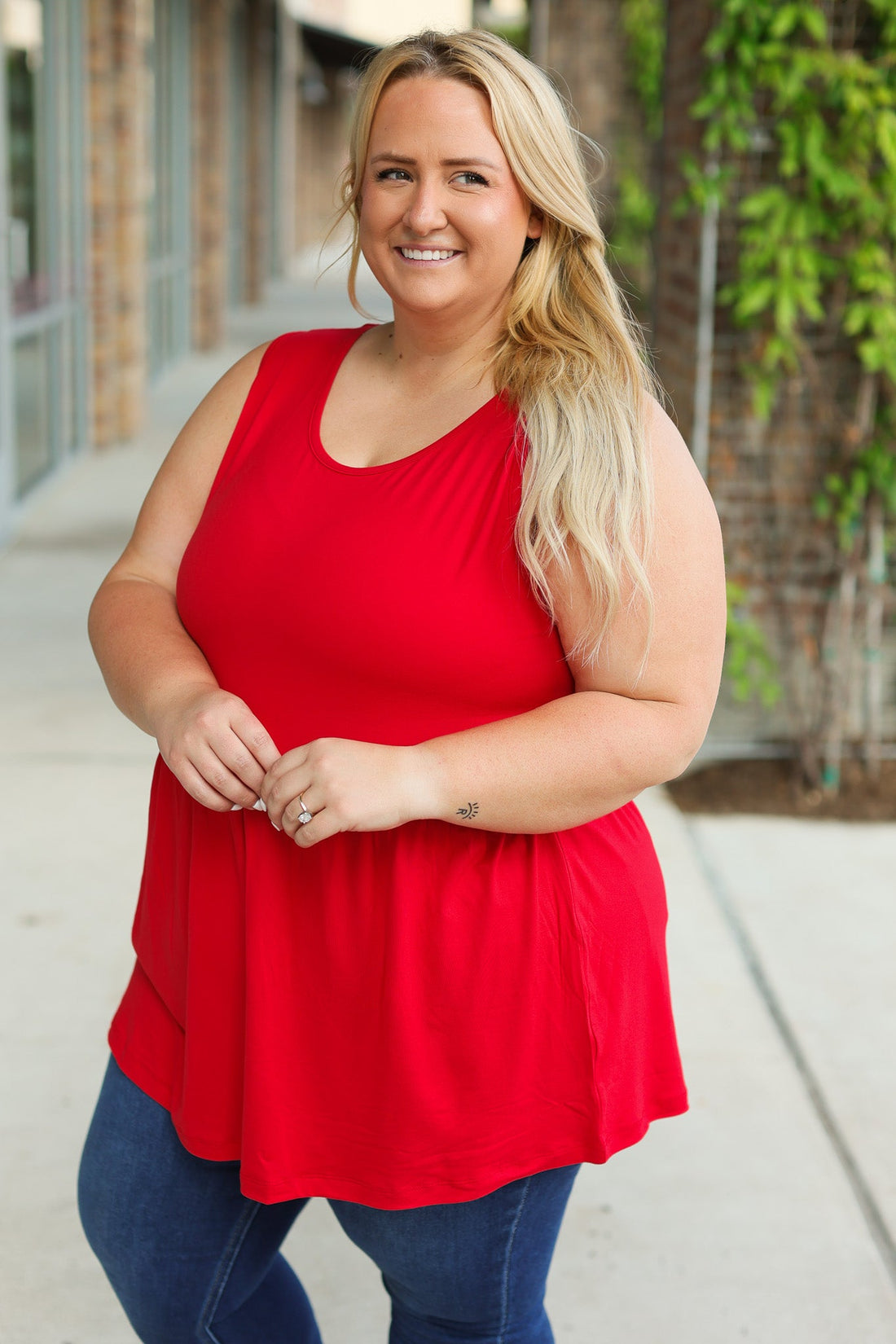 IN STOCK Renee Ruffle Tank - Red | Women&