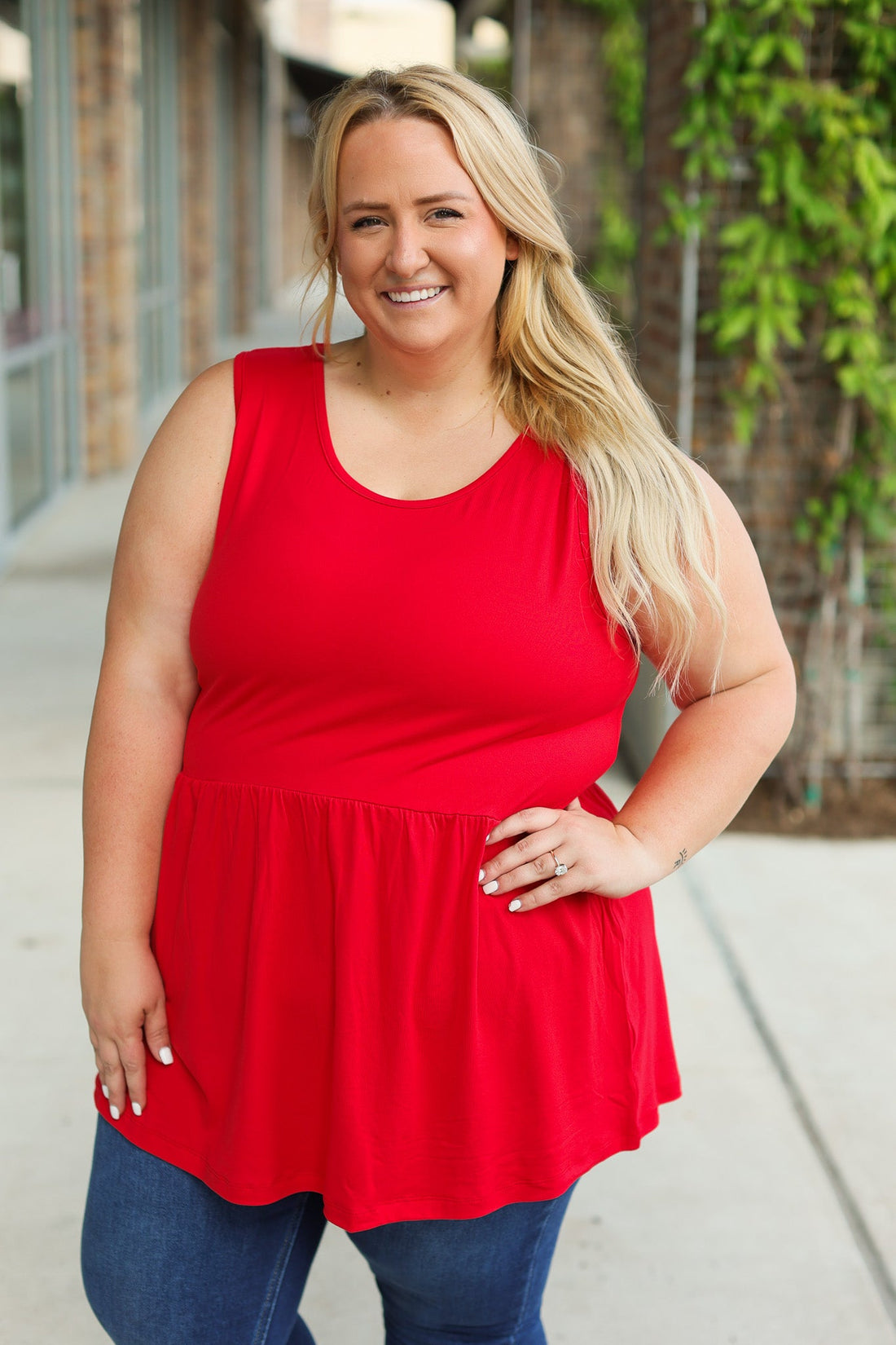 IN STOCK Renee Ruffle Tank - Red | Women&