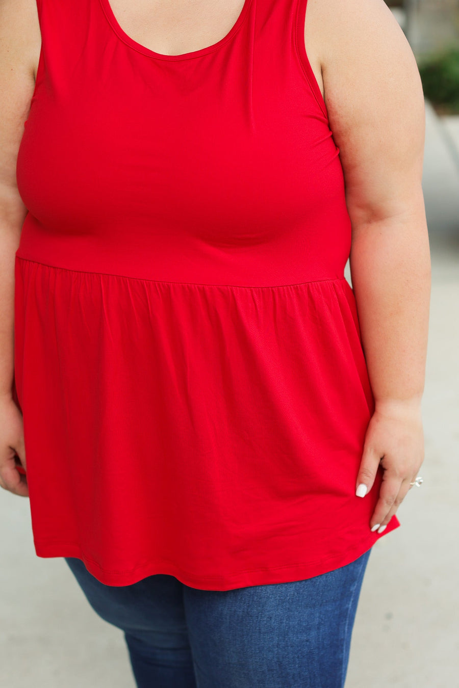 IN STOCK Renee Ruffle Tank - Red | Women's Sleeveless Top