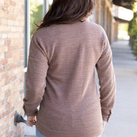 IN STOCK Brittney Button Sweater - Mocha FINAL SALE