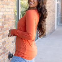 IN STOCK Larissa Long Sleeve - Pumpkin | Women's V-Neck Top FINAL SALE