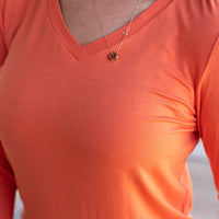 IN STOCK Larissa Long Sleeve - Pumpkin | Women's V-Neck Top FINAL SALE