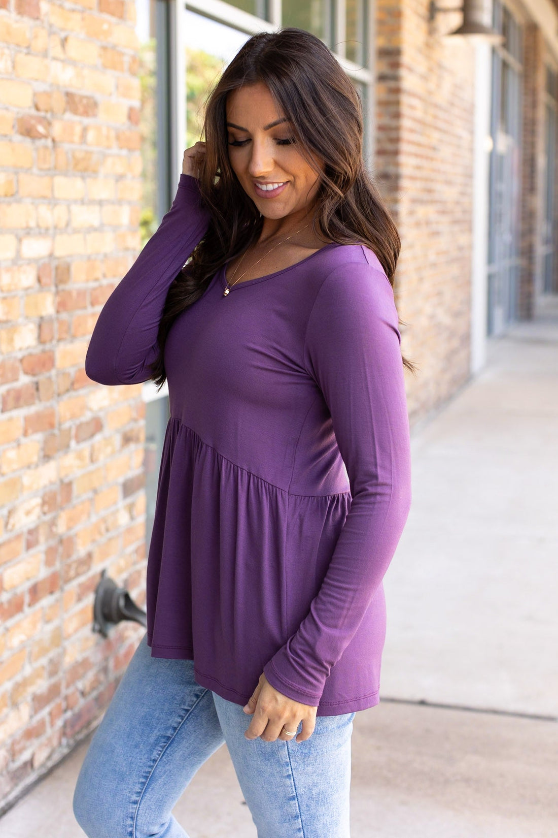 IN STOCK Long Sleeve Sarah Ruffle - Purple | Women&