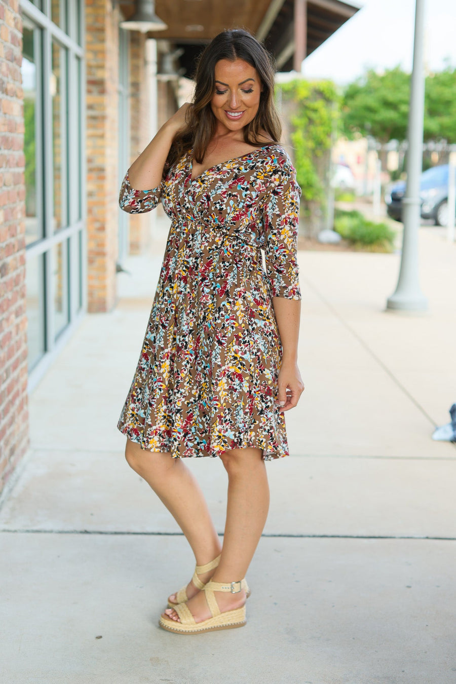 IN STOCK Taylor Dress - Mocha Floral | Women's Dress