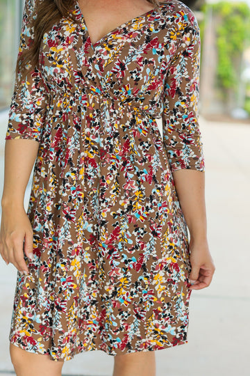 IN STOCK Taylor Dress - Mocha Floral