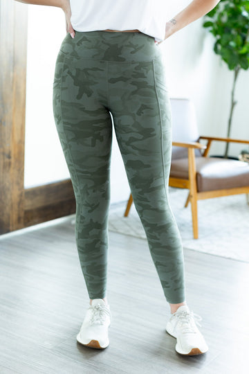 IN STOCK Athleisure Leggings - Olive Camo FINAL SALE