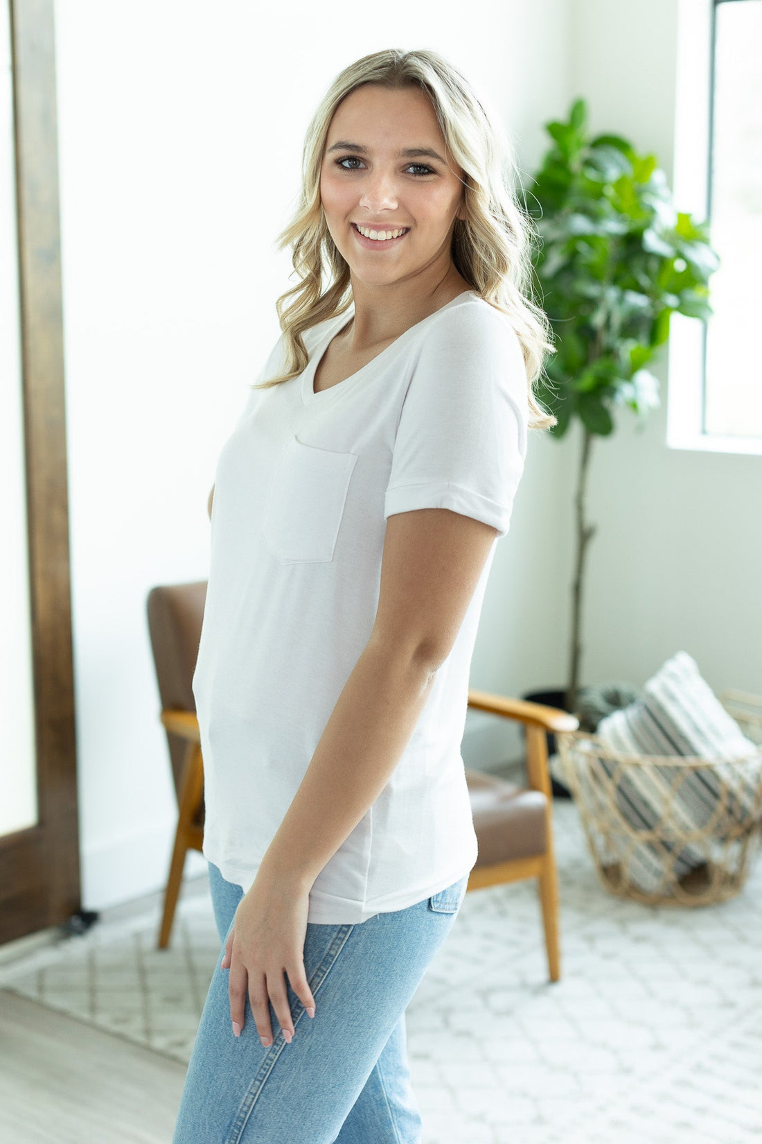 IN STOCK Sophie Pocket Tee - White | Women&