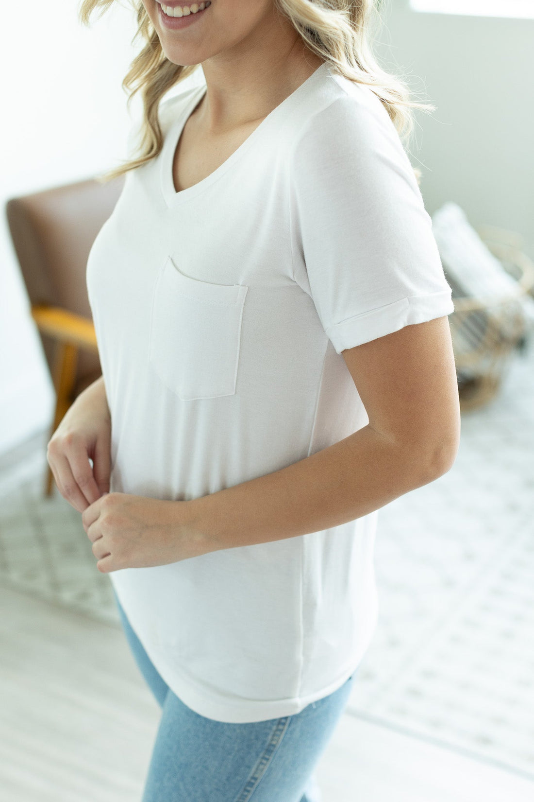 IN STOCK Sophie Pocket Tee - White | Women&