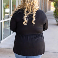 IN STOCK Long Sleeve Sarah Ruffle - Black | Women's Top