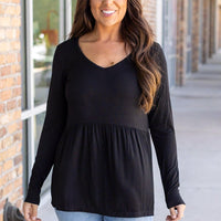 IN STOCK Long Sleeve Sarah Ruffle - Black | Women's Top