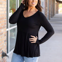 IN STOCK Long Sleeve Sarah Ruffle - Black | Women's Top