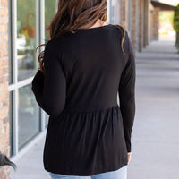 IN STOCK Long Sleeve Sarah Ruffle - Black | Women's Top