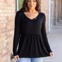 IN STOCK Long Sleeve Sarah Ruffle - Black | Women's Top