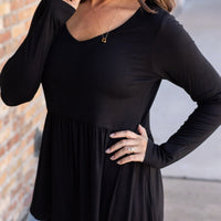 IN STOCK Long Sleeve Sarah Ruffle - Black | Women's Top