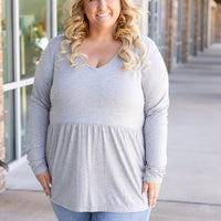 Long Sleeve Sarah Ruffle - Light Grey | Women's Top 