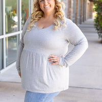 IN STOCK Long Sleeve Sarah Ruffle - Light Grey | Women's Top