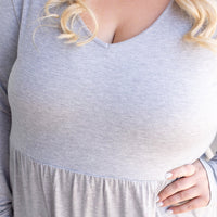 IN STOCK Long Sleeve Sarah Ruffle - Light Grey | Women's Top