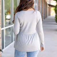 IN STOCK Long Sleeve Sarah Ruffle - Light Grey | Women's Top