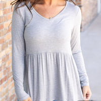 IN STOCK Long Sleeve Sarah Ruffle - Light Grey | Women's Top