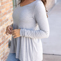 IN STOCK Long Sleeve Sarah Ruffle - Light Grey | Women's Top