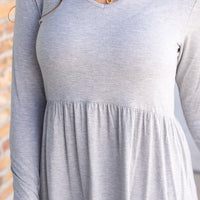 IN STOCK Long Sleeve Sarah Ruffle - Light Grey | Women's Top