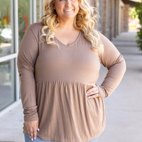 IN STOCK Long Sleeve Sarah Ruffle - Mocha | Women's Top