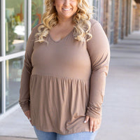 IN STOCK Long Sleeve Sarah Ruffle - Mocha | Women's Top