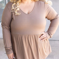 IN STOCK Long Sleeve Sarah Ruffle - Mocha | Women's Top