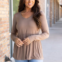 IN STOCK Long Sleeve Sarah Ruffle - Mocha | Women's Top