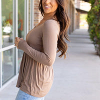 IN STOCK Long Sleeve Sarah Ruffle - Mocha | Women's Top