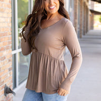 IN STOCK Long Sleeve Sarah Ruffle - Mocha | Women's Top